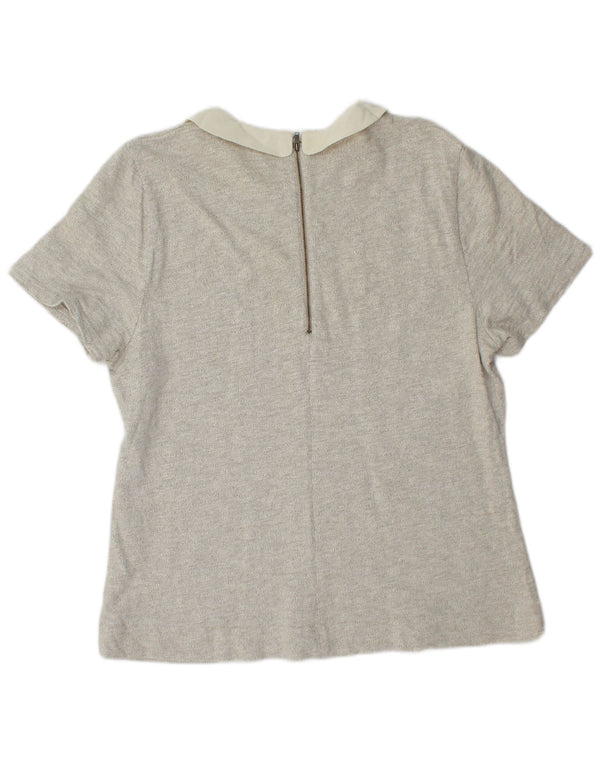 J. CREW Womens Blouse Top UK 18 XL Grey Cotton