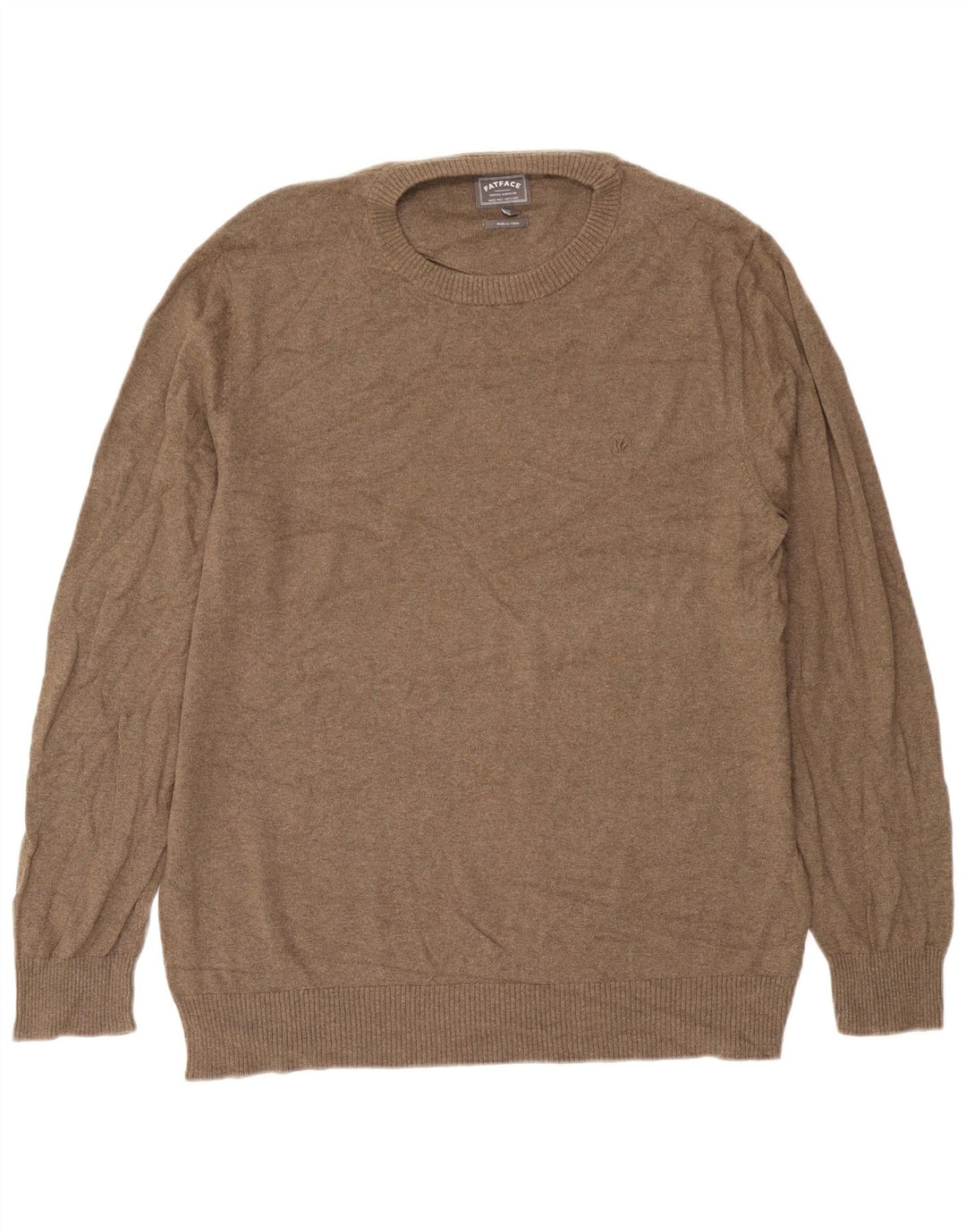 Fat Face Mens Crew Neck Jumper Sweater XL Beige Cotton