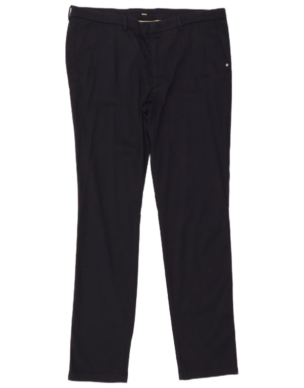 Hugo Boss Mens Slim Chino Trousers W40 L35 Navy Blue