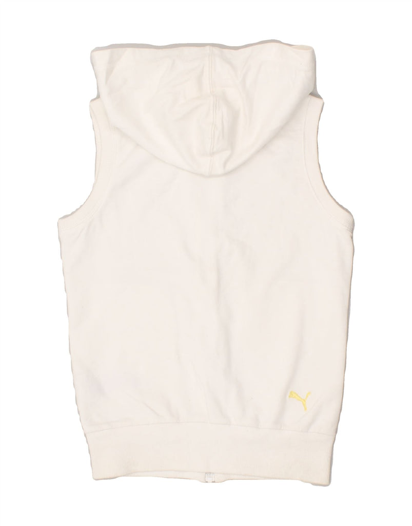 PUMA Girls Sleeveless Zip Hoodie Sweater 9-10 Years White Cotton | Vintage Puma | Thrift | Second-Hand Puma | Used Clothing | Messina Hembry 