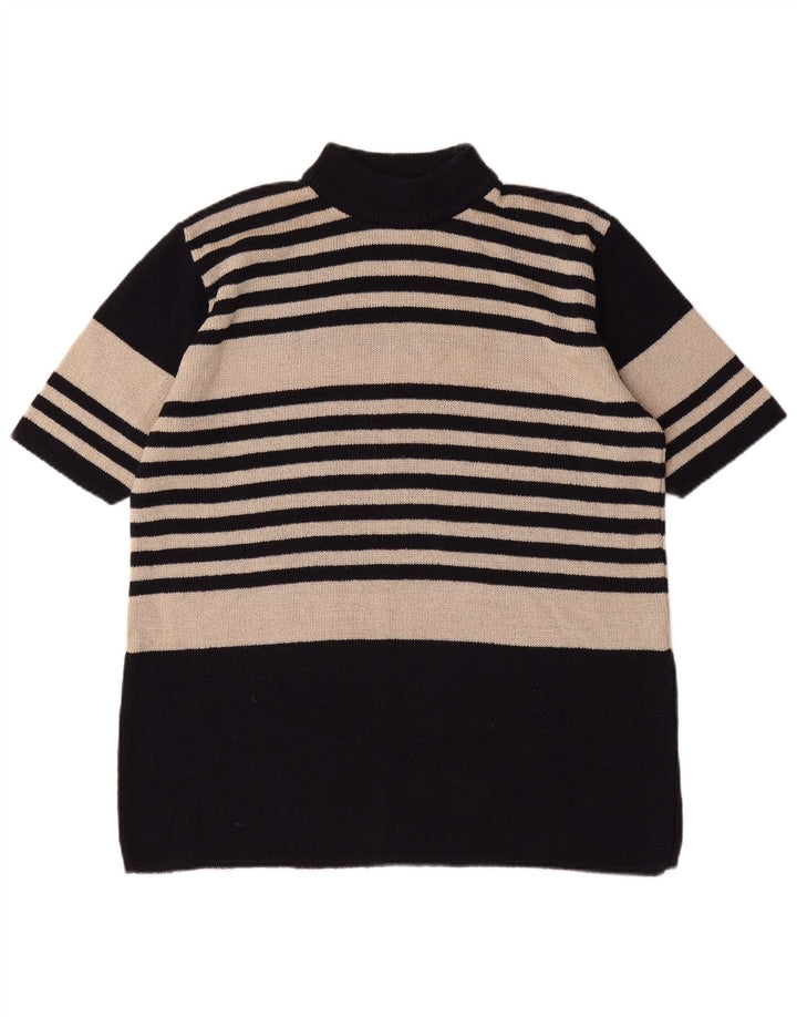 ST. BERNARD Womens Turtle Neck Jumper Sweater UK 14/16 Large Black Striped
