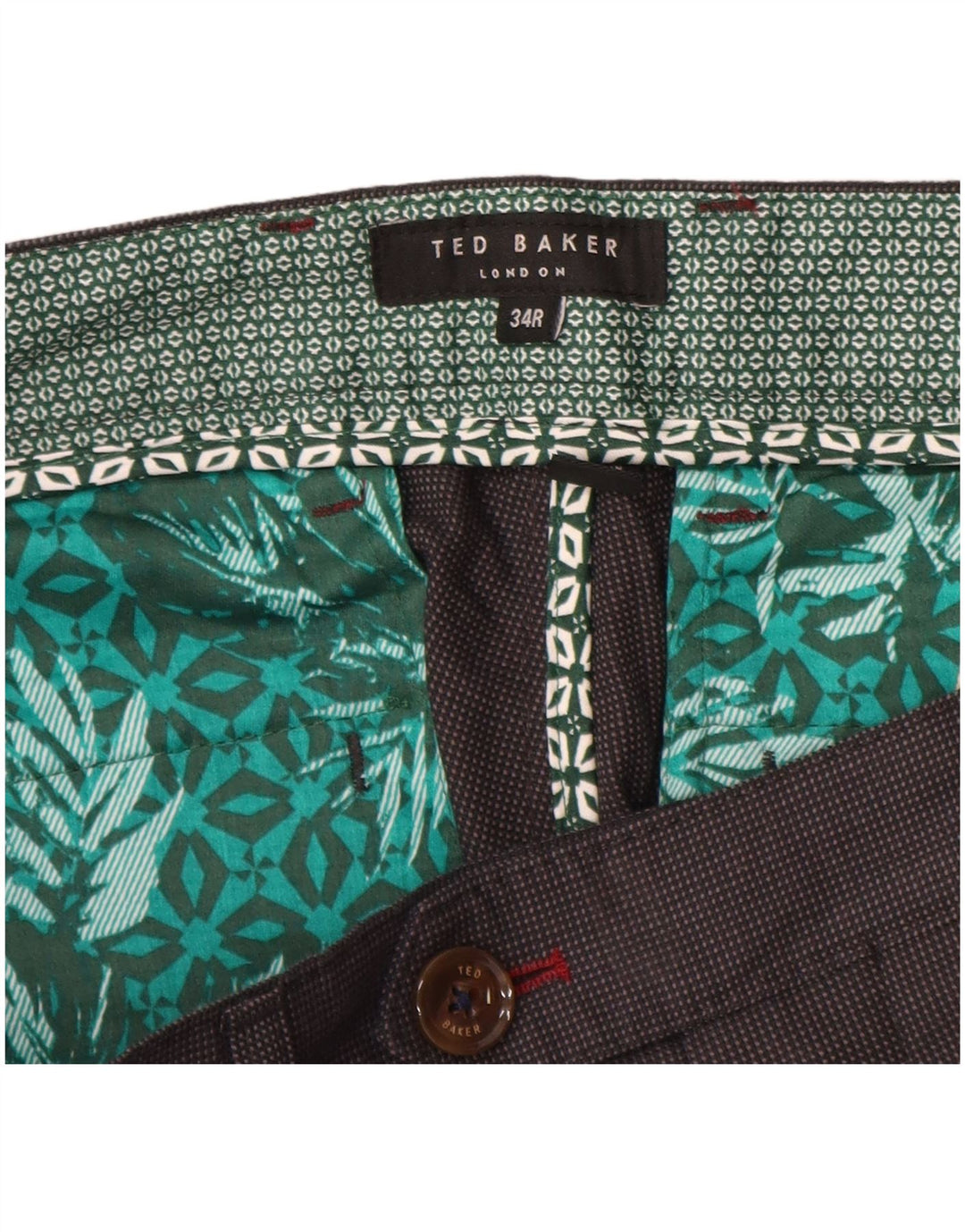 Ted Baker Mens Slim Suit Trousers W34 L32 Grey Cotton