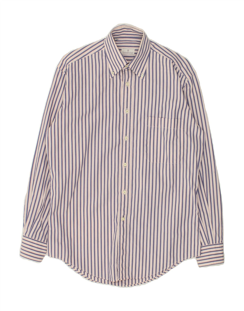 ERMENEGILDO ZEGNA Mens Shirt Size 15 38 Medium Purple Striped Cotton | Vintage Ermenegildo Zegna | Thrift | Second-Hand Ermenegildo Zegna | Used Clothing | Messina Hembry 