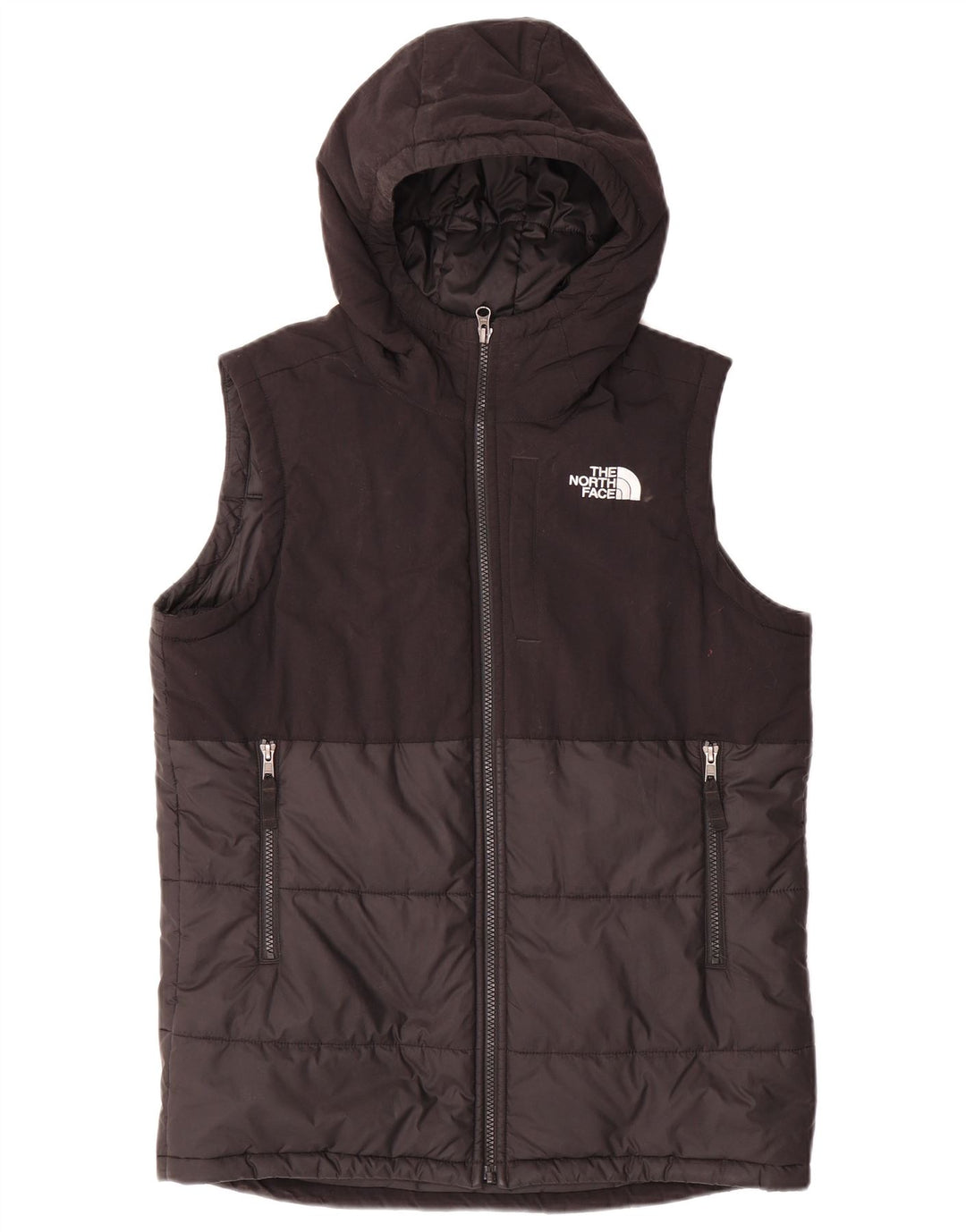THE NORTH FACE Boys Hooded Padded Gilet 14-15 Years XL Black Polyester
