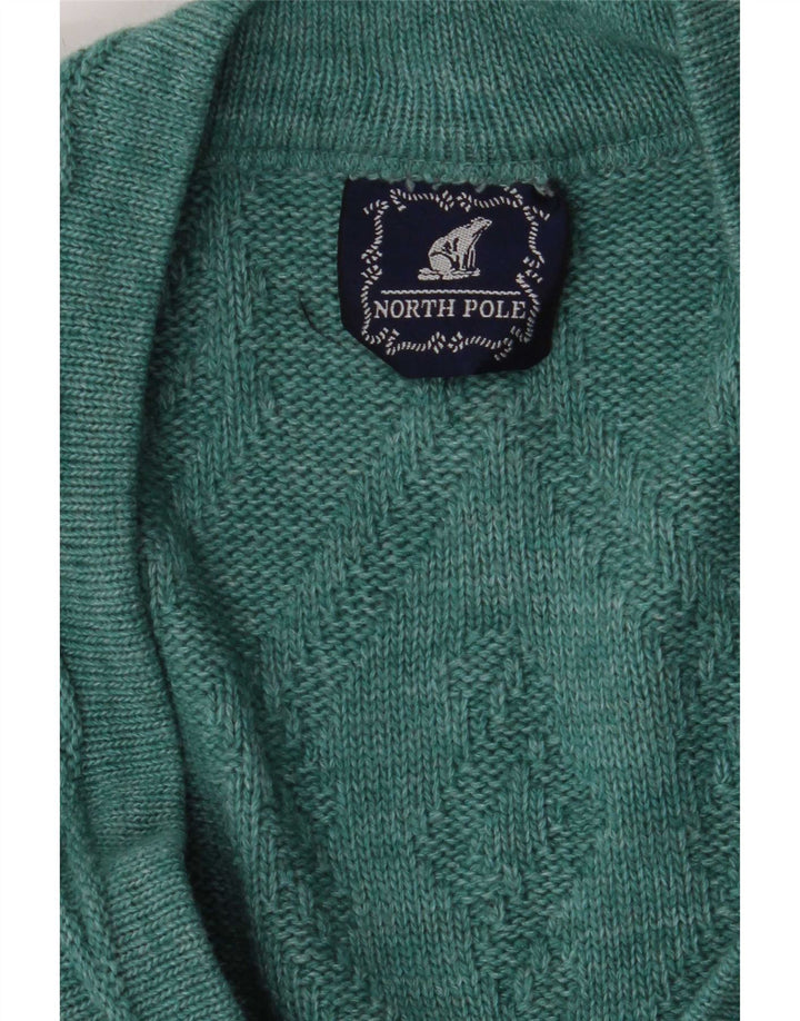 North Pole Mens Sleeveless Cardigan Sweater Large Green