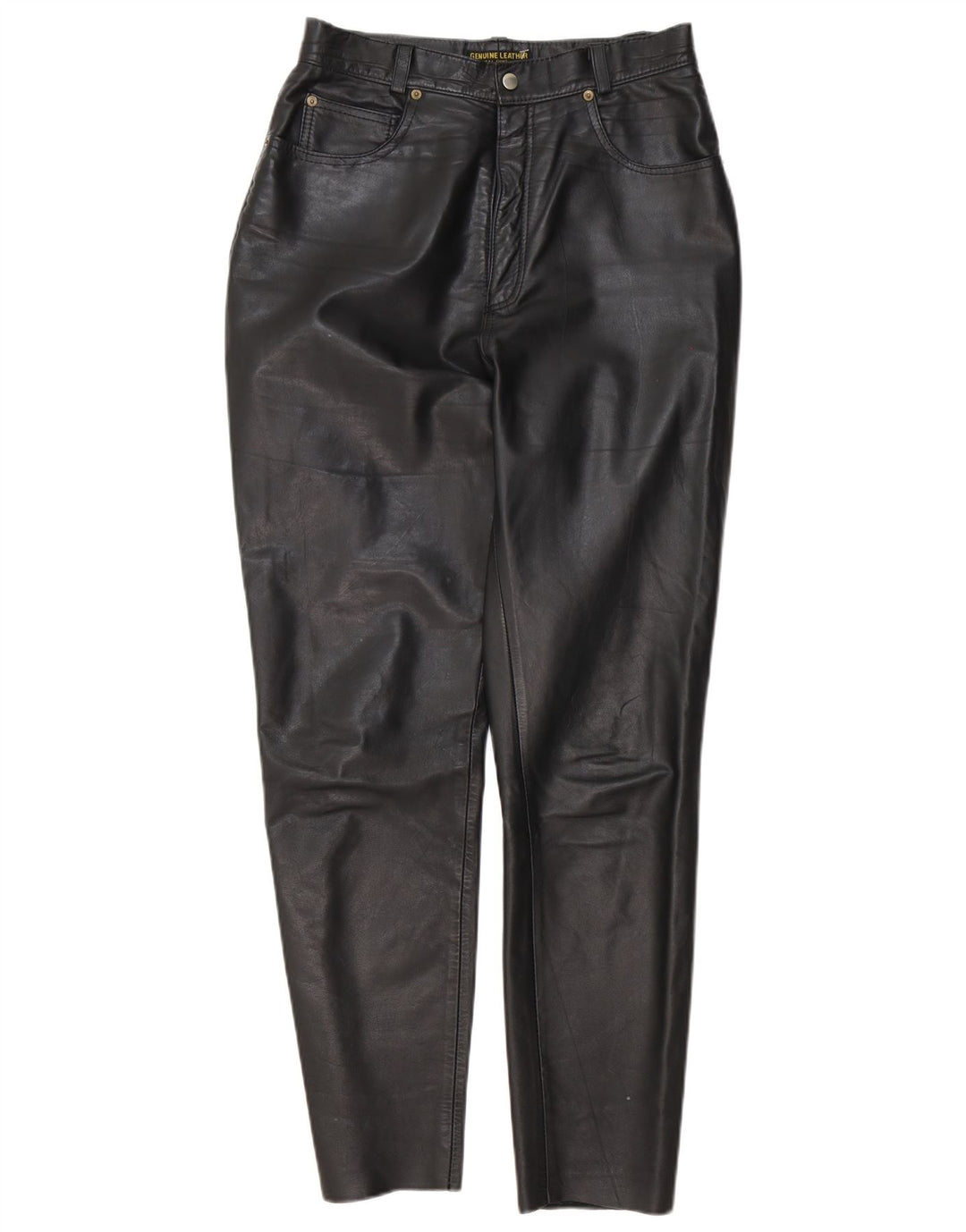 Genuine Leather Womens Tapered Trousers W28 L29 Black