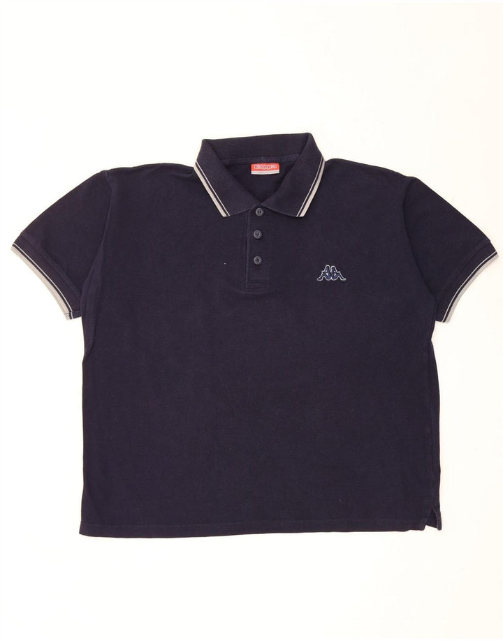 Kappa Mens Polo Shirt Large Navy Blue Cotton
