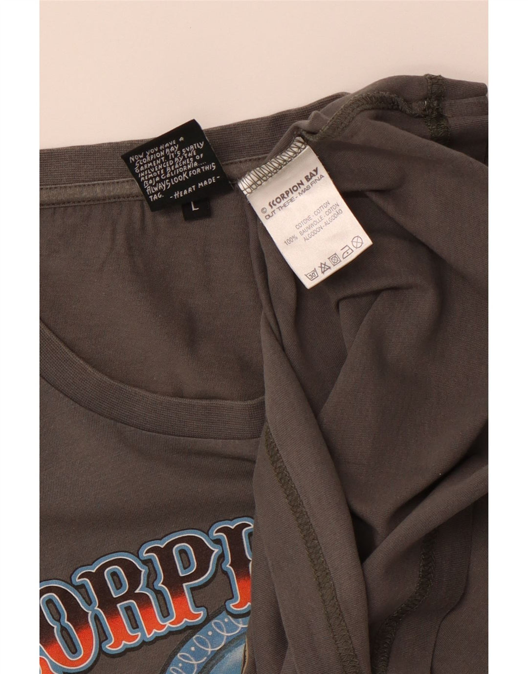SCORPION BAY Mens Graphic T-Shirt Top Large Grey Cotton