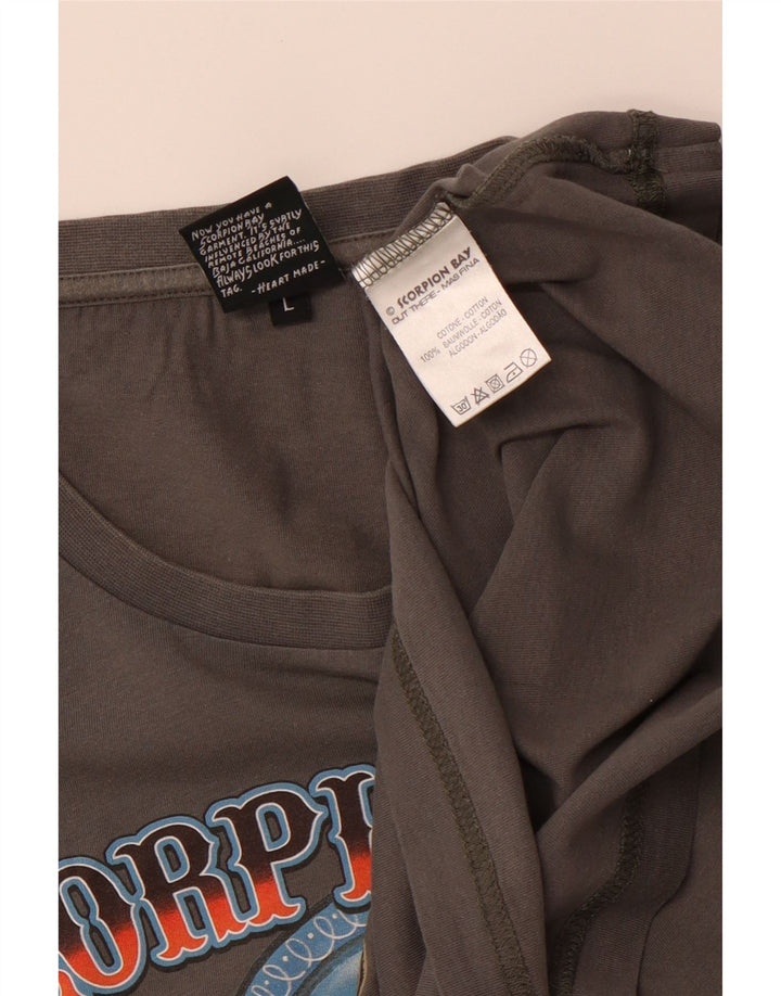 SCORPION BAY Mens Graphic T-Shirt Top Large Grey Cotton
