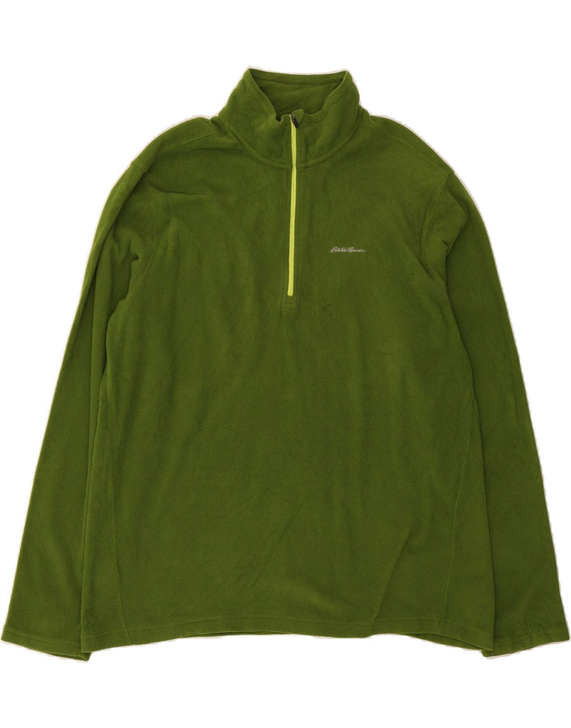 EDDIE BAUER Mens Zip Neck Fleece Jumper XL Green Polyester Vintage Eddie Bauer and Second-Hand Eddie Bauer from Messina Hembry 