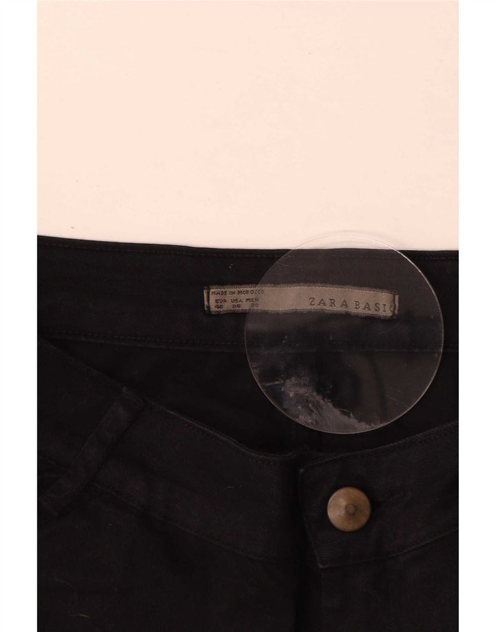 Zara Womens Slim Cargo Trousers EU 40 Medium W30 L30 Black Cotton