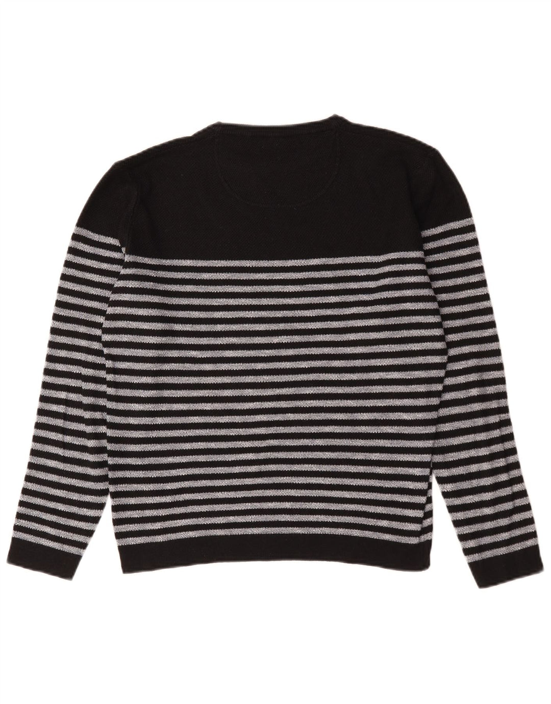 Zara Mens Crew Neck Jumper Sweater Medium Black Striped