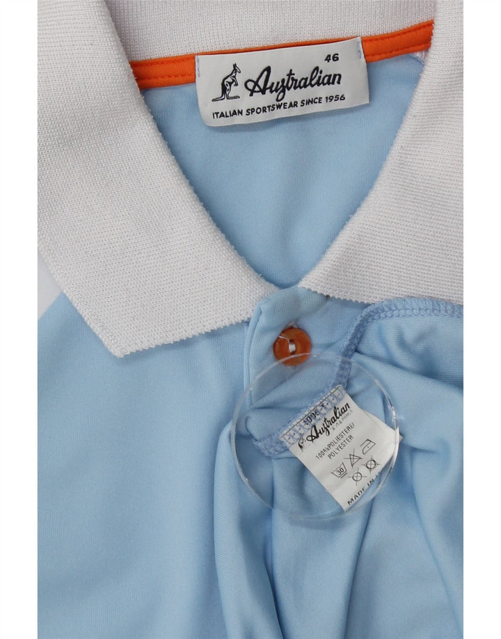 AUSTRALIAN L'ALPINA Mens Polo Shirt IT 46 Small Blue Colourblock Polyester