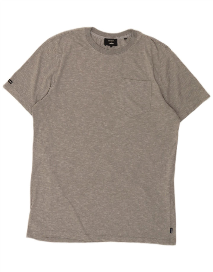 Superdry Mens T-Shirt Top Large Grey Flecked Cotton