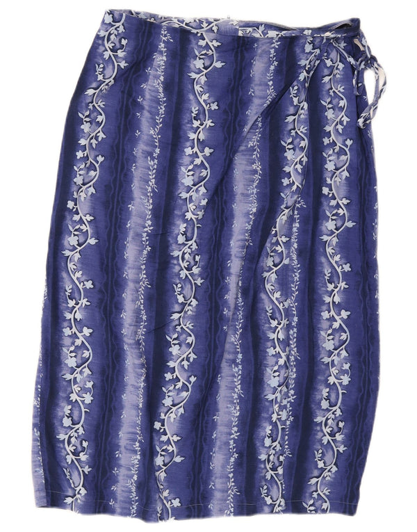 Vintage Womens Wrap Skirt UK 18 XL W30 Blue Floral