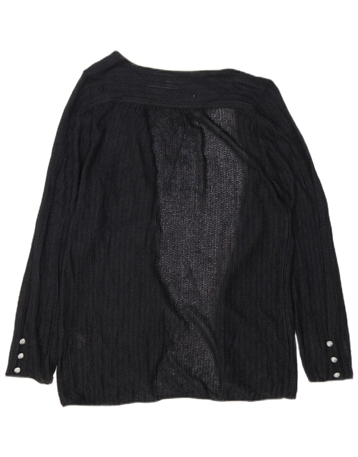 Vintage Womens Open Cardigan Sweater EU 40 Medium Black Viscose