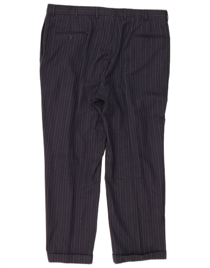 TOMMY HILFIGER Mens Pegged Suit Trousers W40 L30 Navy Blue Pinstripe Wool