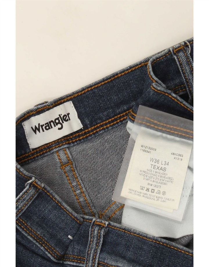 Wrangler Mens Texas Straight Jeans W36 L34 Navy Blue Cotton