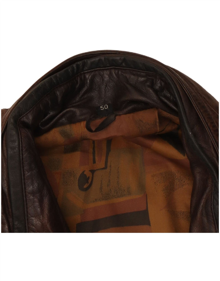 Vintage Mens Leather Jacket IT 50 Large Brown