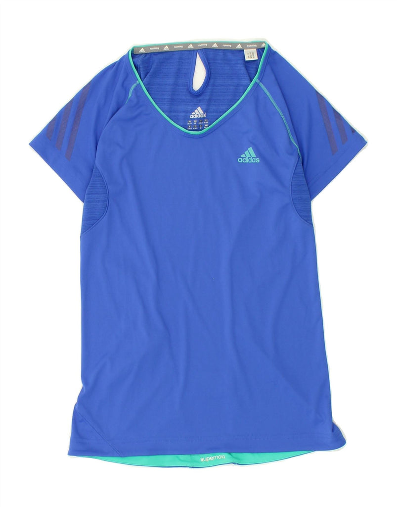 ADIDAS Womens Climalite T-Shirt Top UK 4/6 XS Blue Polyester | Vintage Adidas | Thrift | Second-Hand Adidas | Used Clothing | Messina Hembry 