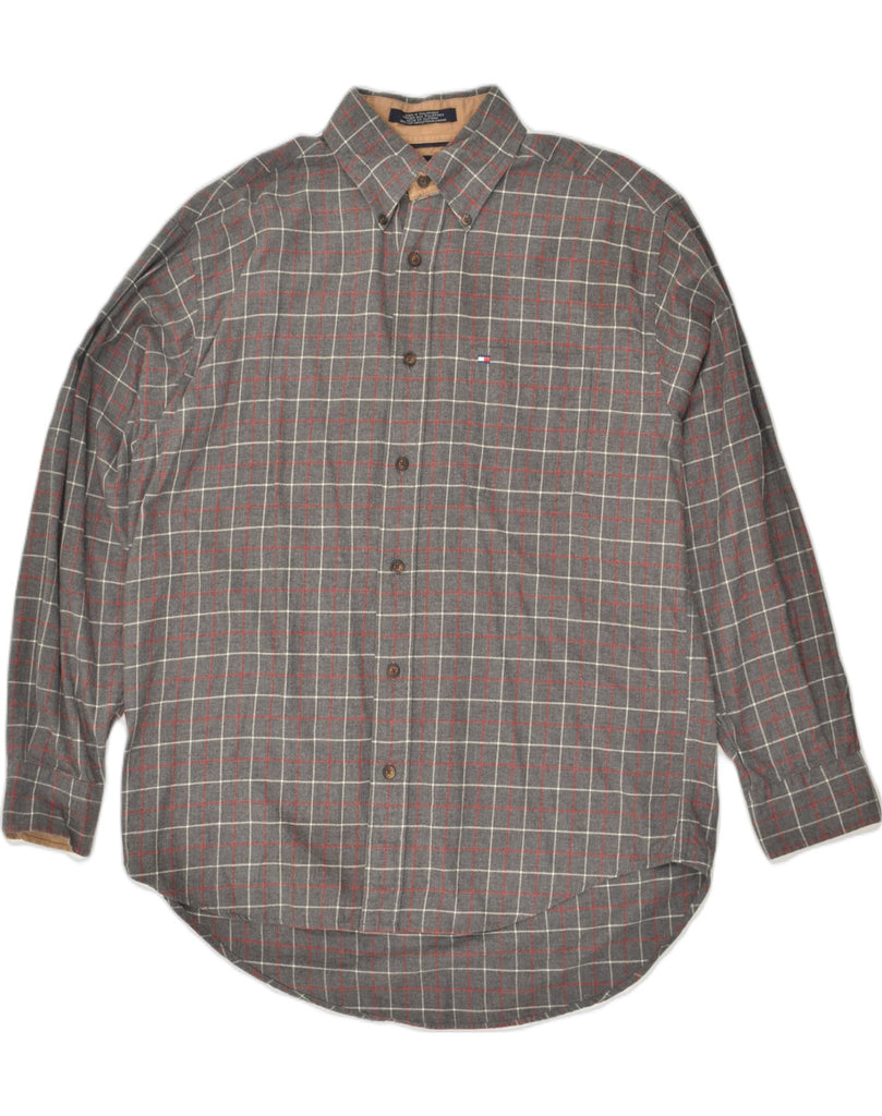 TOMMY HILFIGER Mens Shirt Medium Grey Check Cotton | Vintage Tommy Hilfiger | Thrift | Second-Hand Tommy Hilfiger | Used Clothing | Messina Hembry 