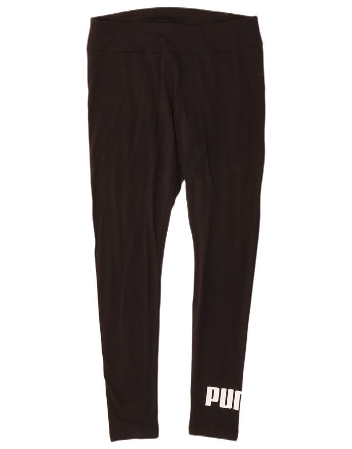 PUMA Womens Graphic Leggings UK 12 Medium  Black Cotton