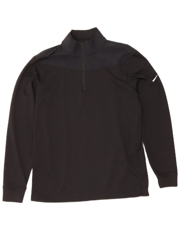 Nike Mens Dri Fit Standard Pullover Tracksuit Top Medium Black Colourblock