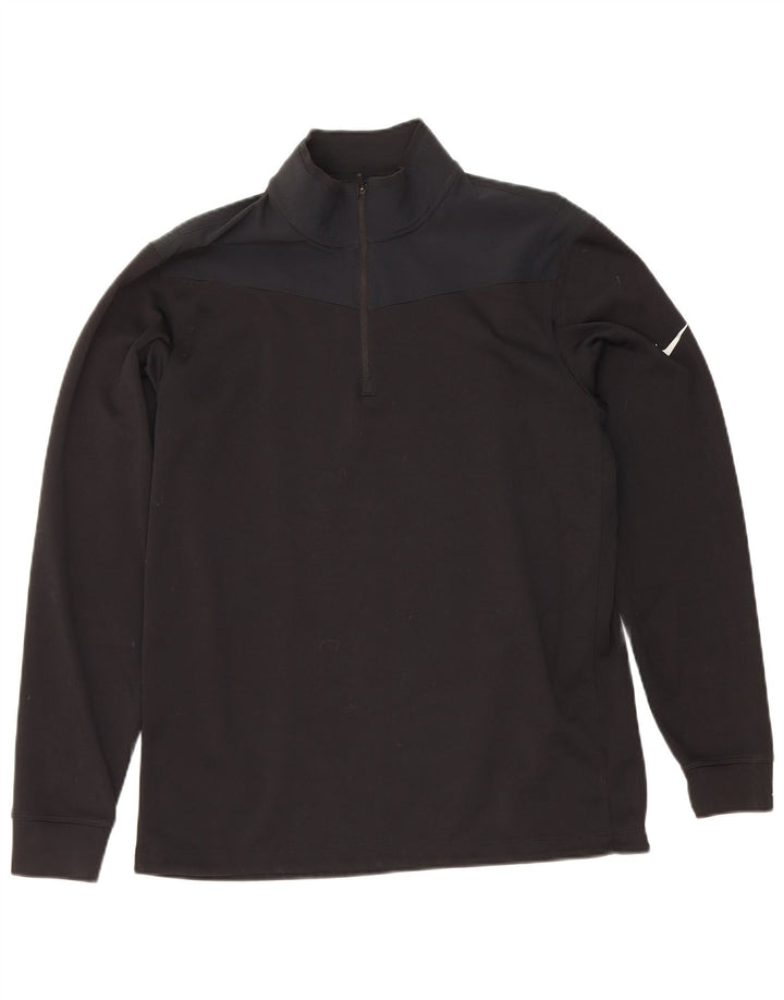 Nike Mens Dri Fit Standard Pullover Tracksuit Top Medium Black Colourblock