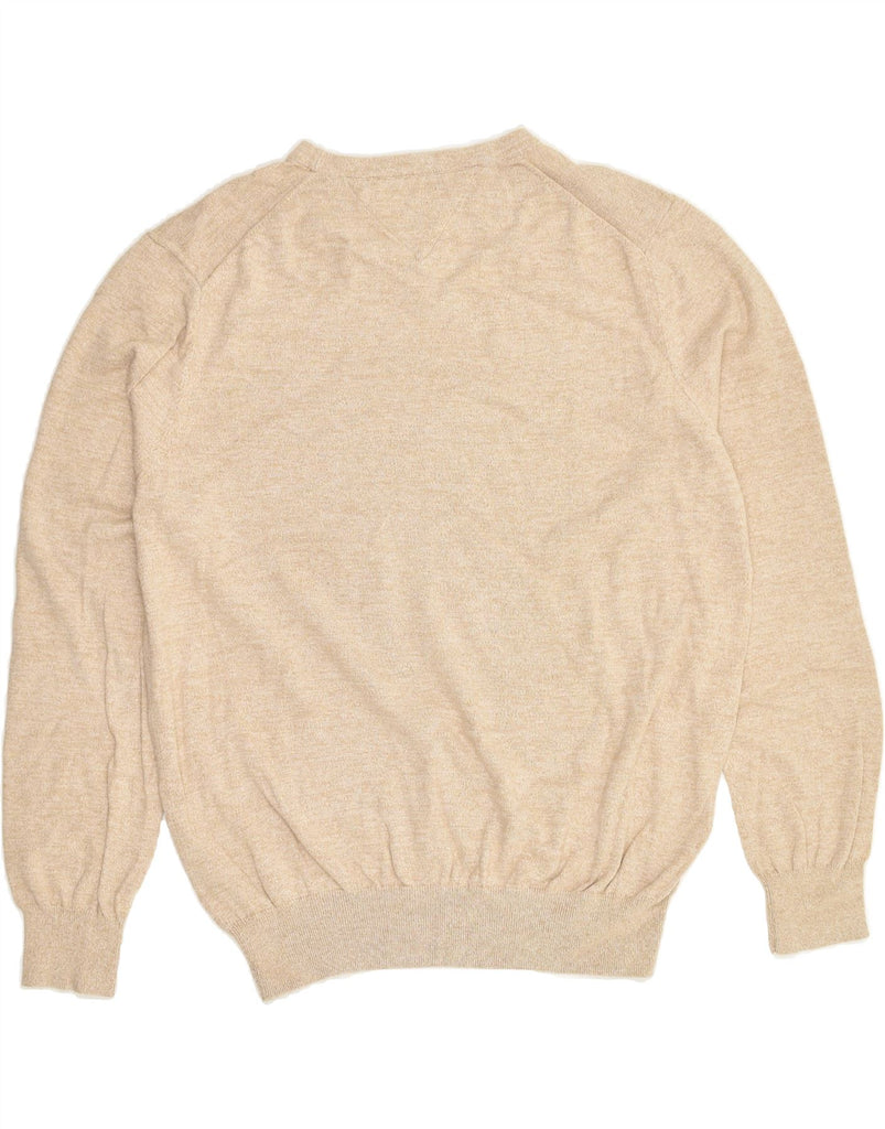 TOMMY HILFIGER Mens Boat Neck Jumper Sweater Large Beige Cotton | Vintage Tommy Hilfiger | Thrift | Second-Hand Tommy Hilfiger | Used Clothing | Messina Hembry 