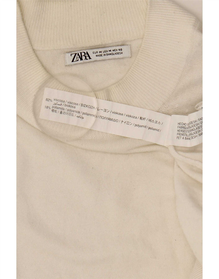 Zara Mens Crew Neck Jumper Sweater Medium White Viscose