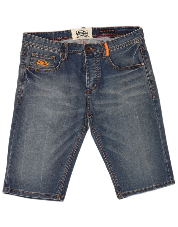 Superdry Mens Slim Denim Shorts Medium W32 Blue Cotton