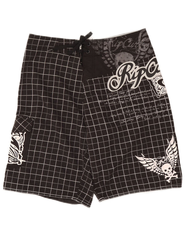Rip Curl Mens Graphic Swimming Shorts Medium  Black Check Polyester