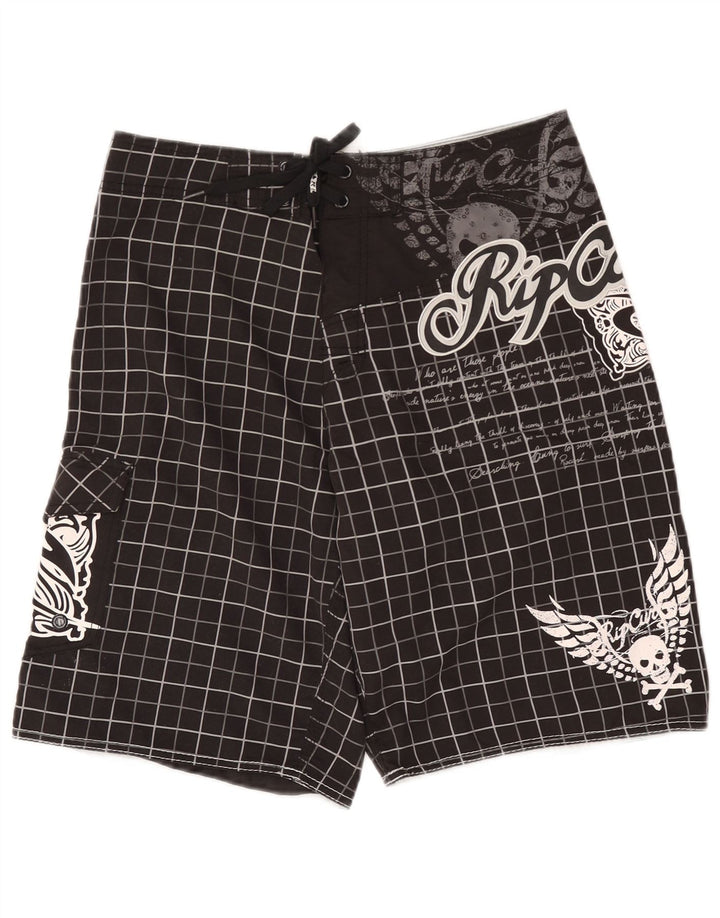 Rip Curl Mens Graphic Swimming Shorts Medium  Black Check Polyester