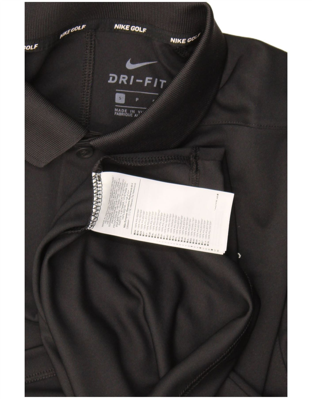 Nike Mens Dri Fit Graphic Polo Shirt Small Black Polyester
