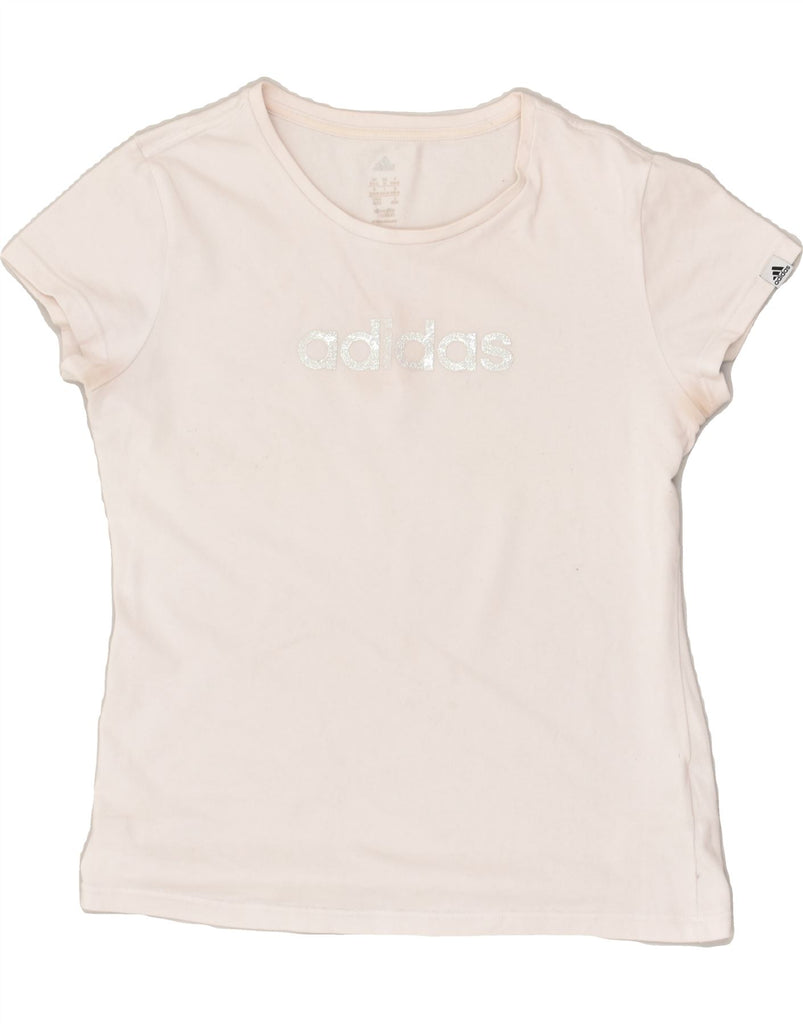 ADIDAS Womens Graphic T-Shirt Top UK 12/14 Medium Beige Cotton | Vintage Adidas | Thrift | Second-Hand Adidas | Used Clothing | Messina Hembry 