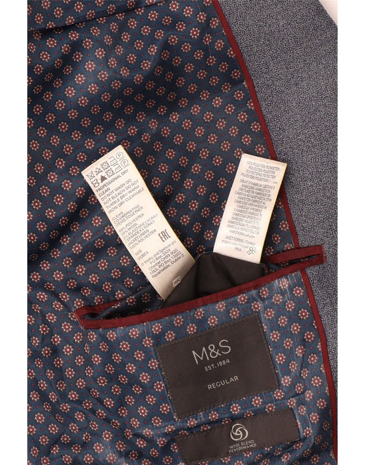 Marks & Spencer Mens 2 Button Regular Fit Blazer Jacket UK 46 XL Navy Blue