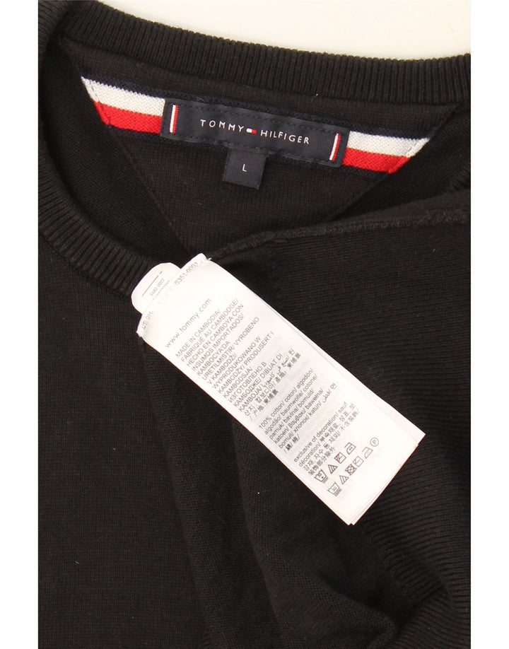 TOMMY HILFIGER Mens Crew Neck Jumper Sweater Large Black Cotton Vintage Tommy Hilfiger and Second-Hand Tommy Hilfiger from Messina Hembry 