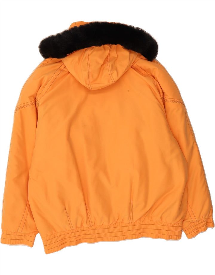 C&A Womens Oversized Hooded Padded Jacket EU 42 Large Orange Polyester Vintage C&A and Second-Hand C&A from Messina Hembry 