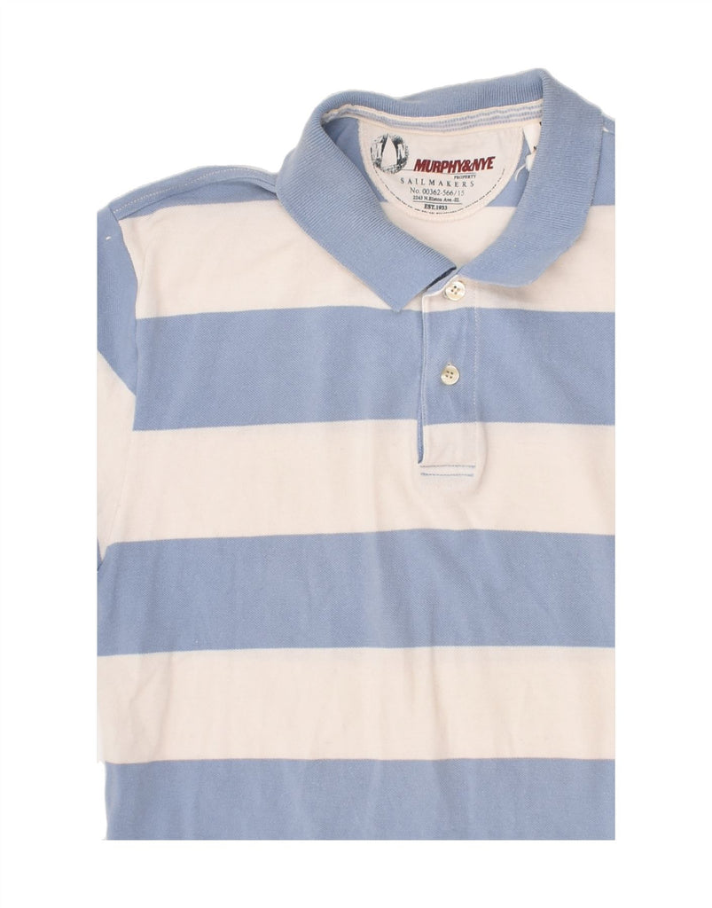 MURPHY & NYE Boys Polo Shirt 13-14 Years 3XL Blue Striped | Vintage Murphy & Nye | Thrift | Second-Hand Murphy & Nye | Used Clothing | Messina Hembry 