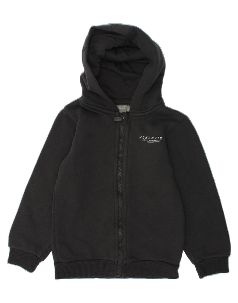 MCKENZIE Girls Zip Hoodie Sweater 7-8 Years Black Polyester | Vintage Mckenzie | Thrift | Second-Hand Mckenzie | Used Clothing | Messina Hembry 