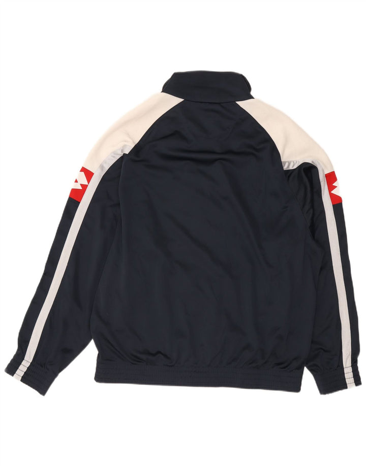 LOTTO Mens Graphic Tracksuit Top Jacket XL Navy Blue Colourblock Polyester