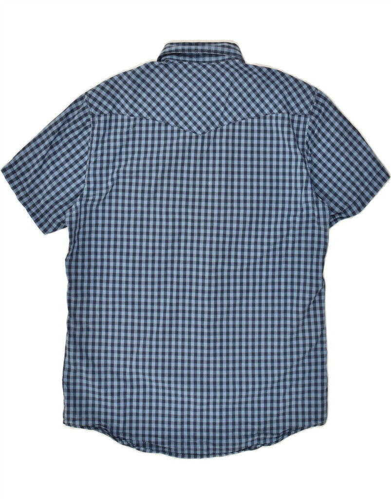 LEVI'S Mens Short Sleeve Shirt Large Navy Blue Gingham Cotton | Vintage Levi's | Thrift | Second-Hand Levi's | Used Clothing | Messina Hembry 