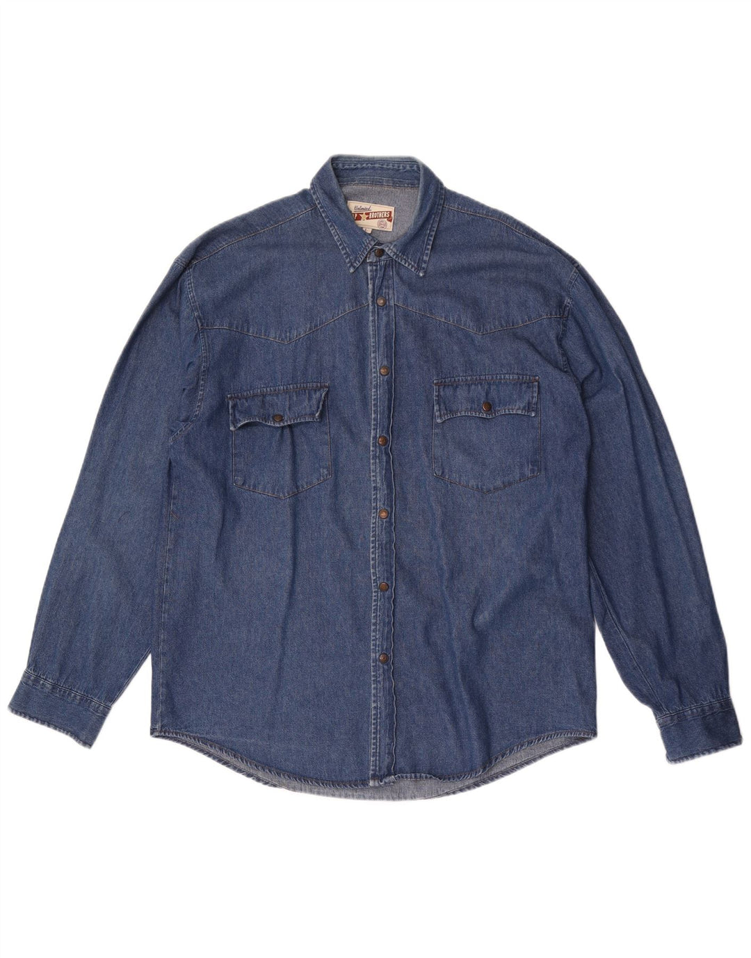 J&P Brothers Mens Denim Shirt Large Blue Cotton