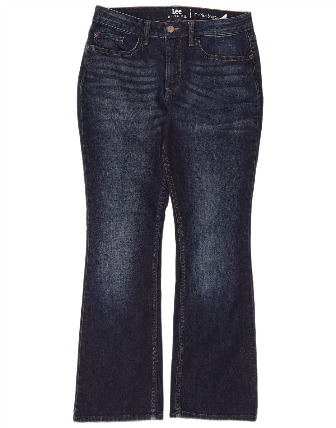 Lee Womens Mid Rise Bootcut Jeans US 8 Medium W30 L27 Navy Blue Cotton