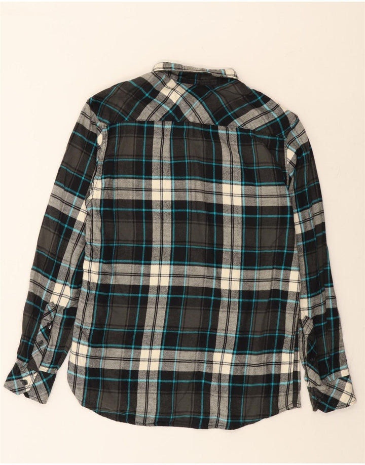 Quiksilver Mens Regular Fit Flannel Shirt Medium Grey Plaid Cotton