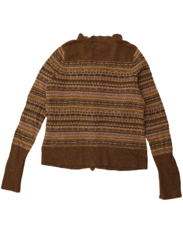 Eddie Bauer Womens Petite Cardigan Sweater UK 14 Large Green Lambswool