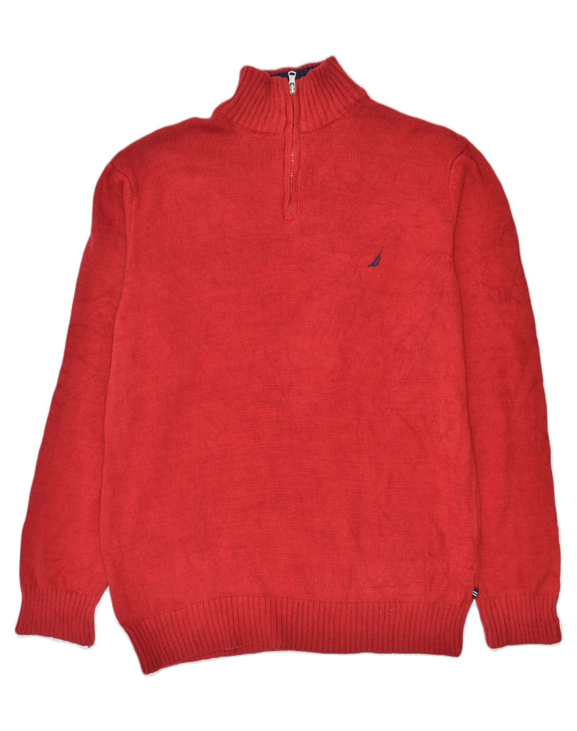 NAUTICA Boys Zip Neck Jumper Sweater 15-16 Years XL Red Cotton | Vintage | Thrift | Second-Hand | Used Clothing | Messina Hembry 