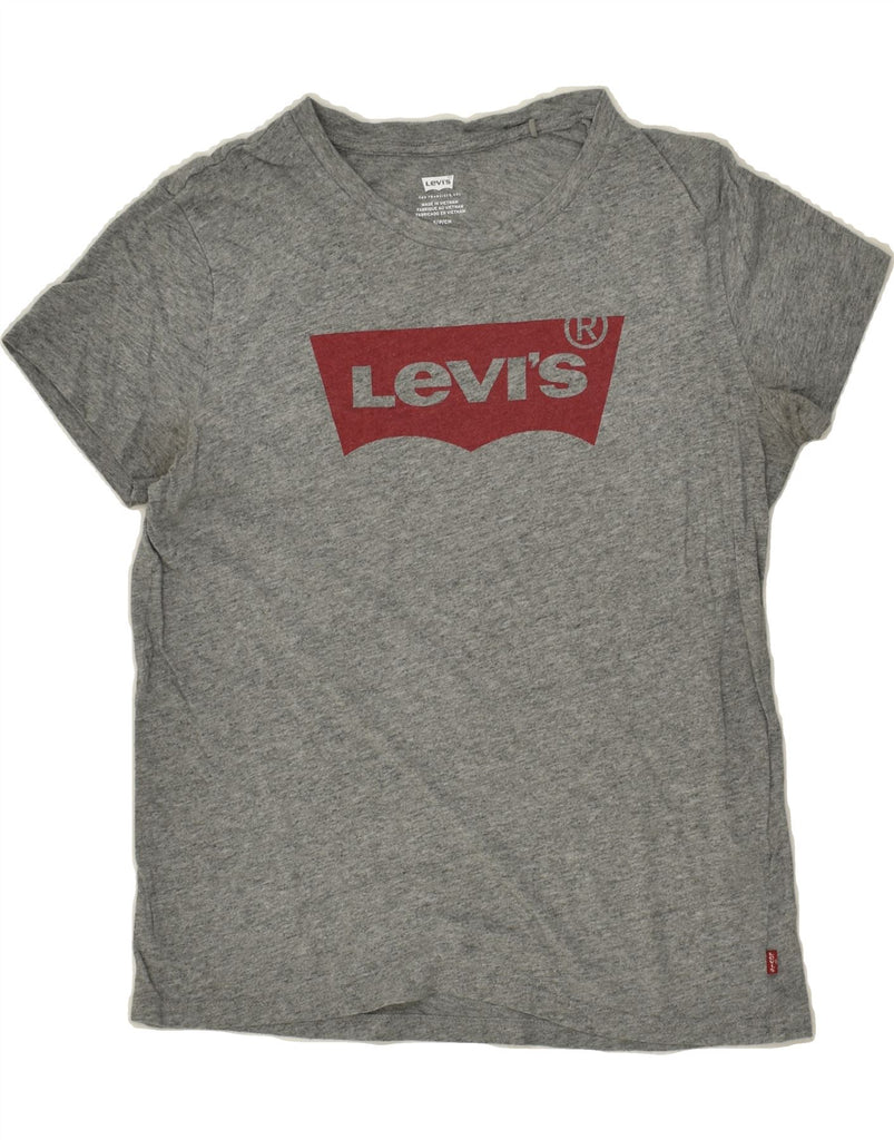 LEVI'S Womens Loose Fit Graphic T-Shirt Top UK 10 Small Grey Flecked Vintage Levi's and Second-Hand Levi's from Messina Hembry 