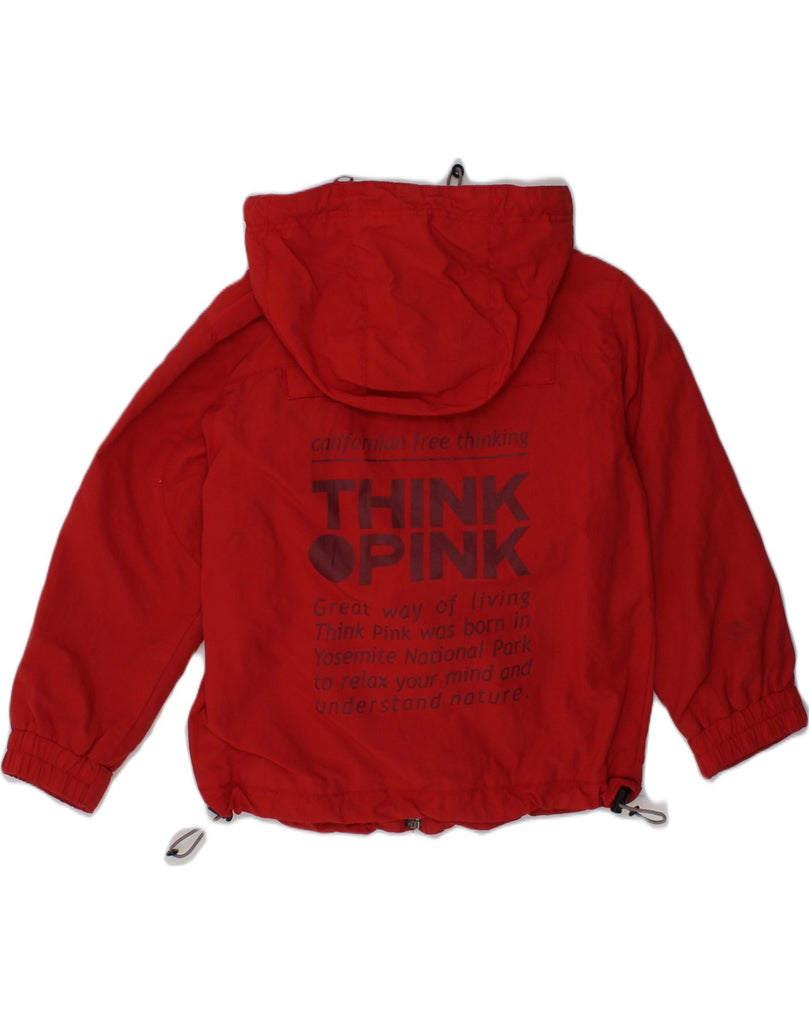 THINK PINK Girls Graphic Hooded Rain Jacket 2-3 Years Red Polyamide | Vintage Think Pink | Thrift | Second-Hand Think Pink | Used Clothing | Messina Hembry 