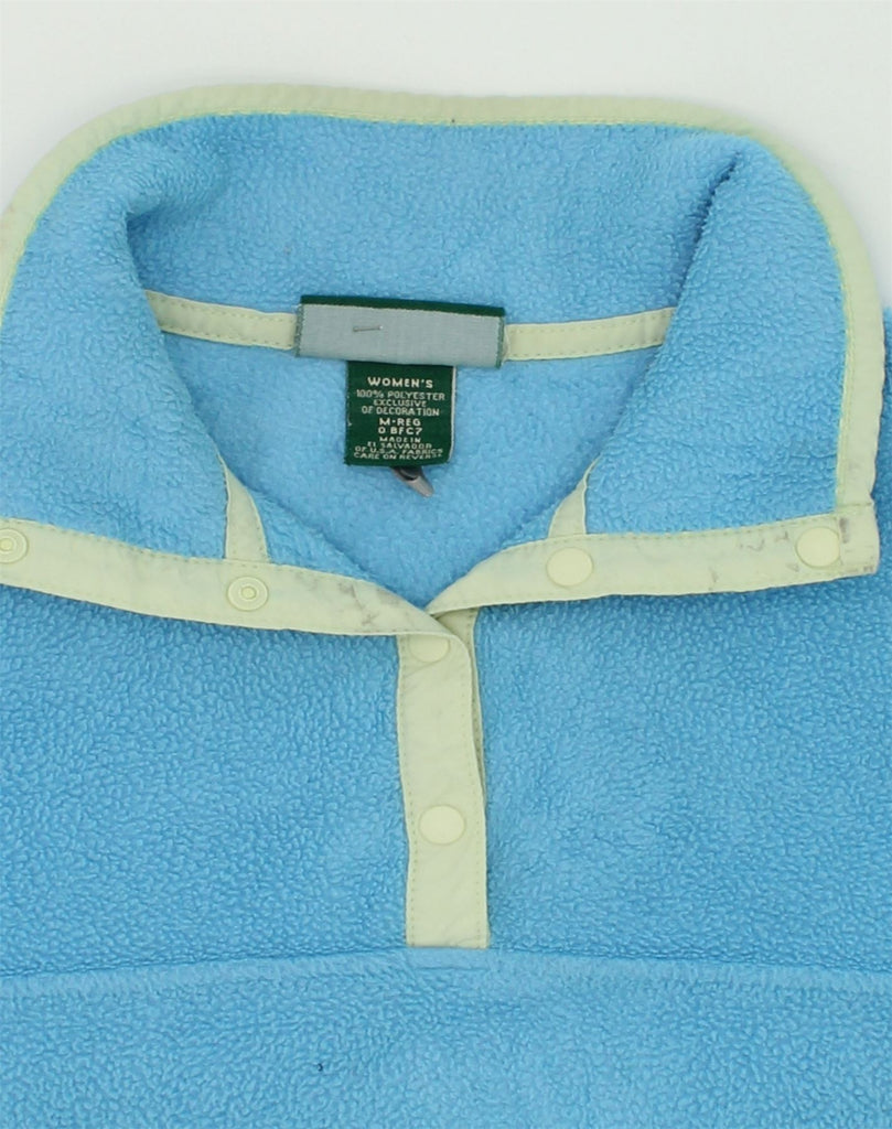 L.L.BEAN Womens Button Neck Fleece Jumper UK 12 Medium Blue Polyester | Vintage L.L.Bean | Thrift | Second-Hand L.L.Bean | Used Clothing | Messina Hembry 